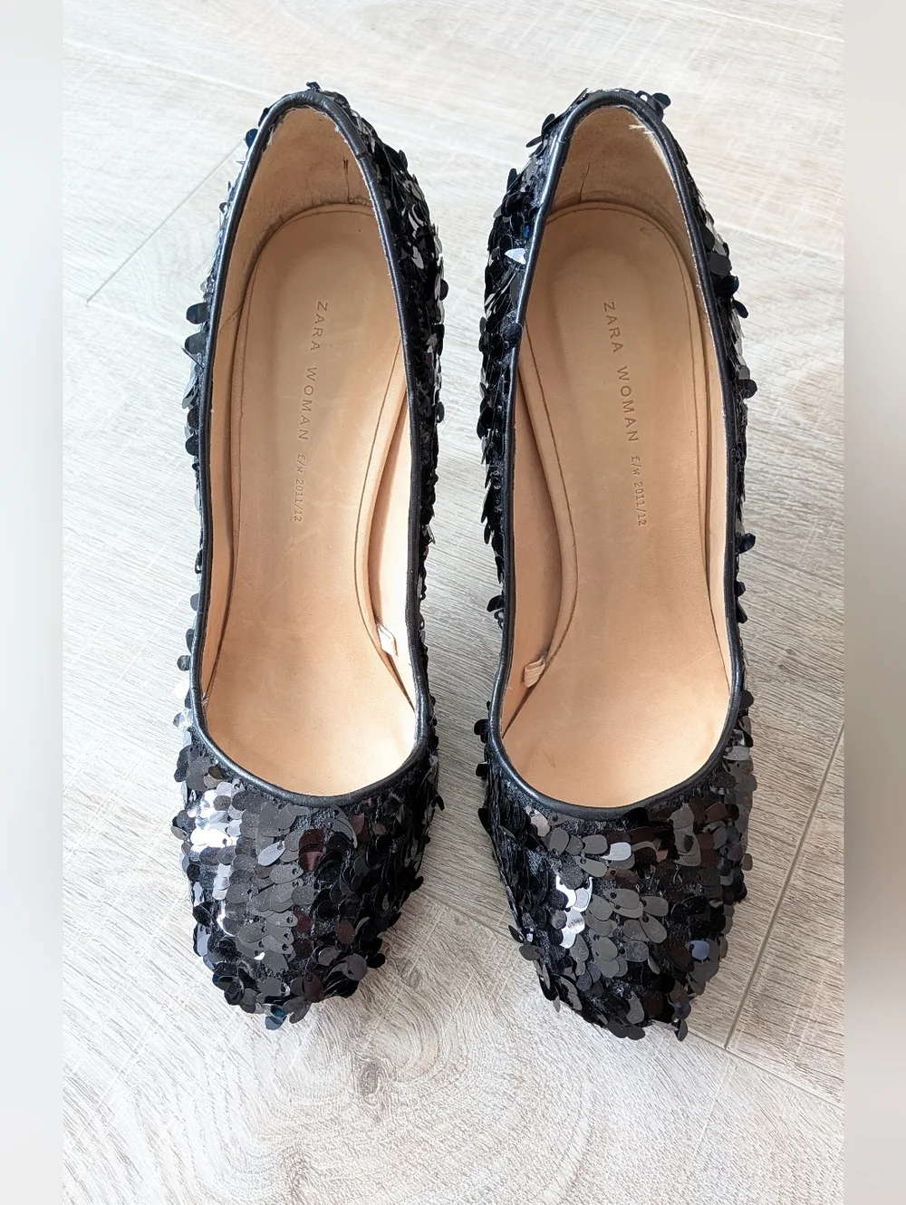 Zara Women Black Sequins F/W 2011/12 Pump Stiletto Heels 37 - Picture 3 of 8